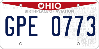 OH license plate GPE0773
