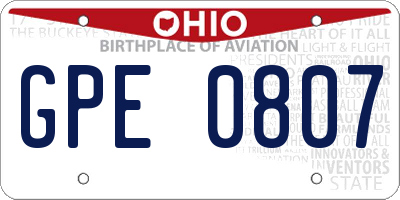 OH license plate GPE0807