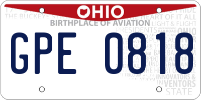 OH license plate GPE0818