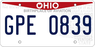 OH license plate GPE0839