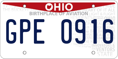 OH license plate GPE0916