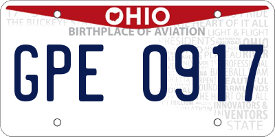 OH license plate GPE0917