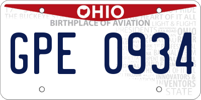OH license plate GPE0934