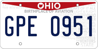 OH license plate GPE0951