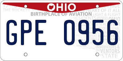 OH license plate GPE0956