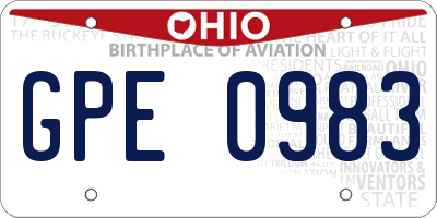 OH license plate GPE0983