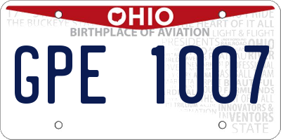 OH license plate GPE1007