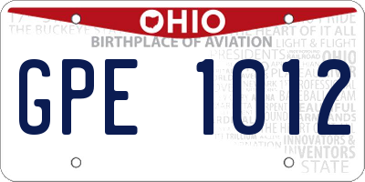 OH license plate GPE1012