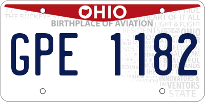 OH license plate GPE1182
