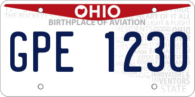 OH license plate GPE1230