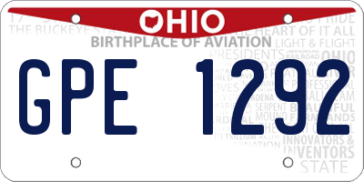 OH license plate GPE1292
