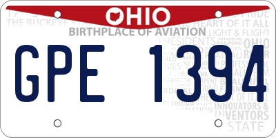 OH license plate GPE1394