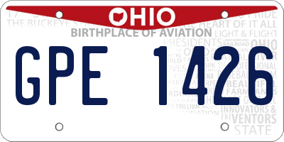 OH license plate GPE1426