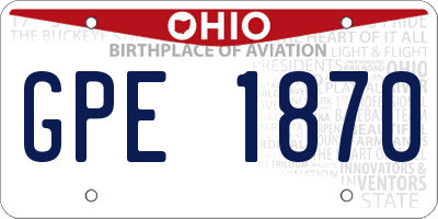 OH license plate GPE1870