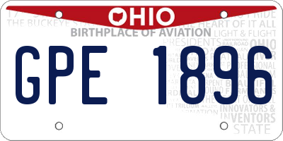 OH license plate GPE1896