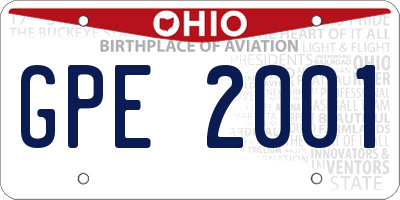 OH license plate GPE2001