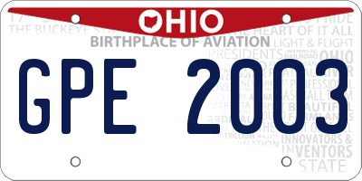 OH license plate GPE2003