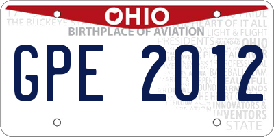 OH license plate GPE2012