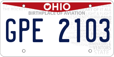 OH license plate GPE2103