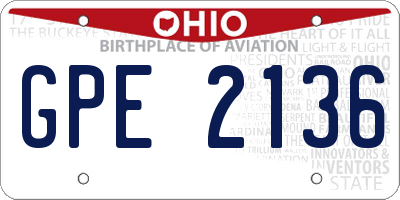 OH license plate GPE2136