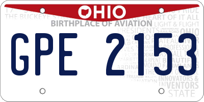 OH license plate GPE2153