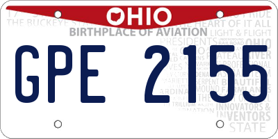 OH license plate GPE2155