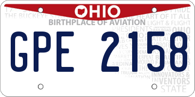 OH license plate GPE2158