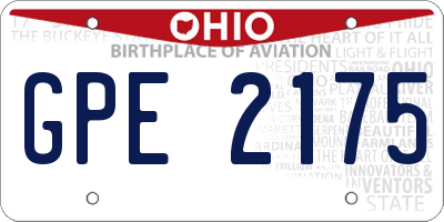 OH license plate GPE2175