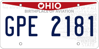 OH license plate GPE2181