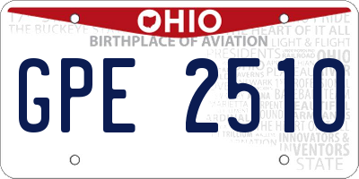 OH license plate GPE2510