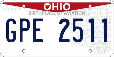 OH license plate GPE2511