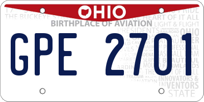 OH license plate GPE2701