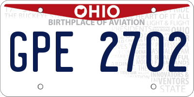 OH license plate GPE2702