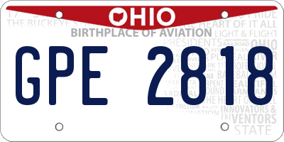 OH license plate GPE2818