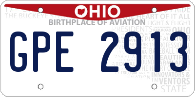 OH license plate GPE2913
