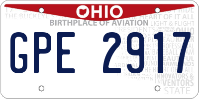 OH license plate GPE2917