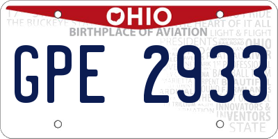 OH license plate GPE2933