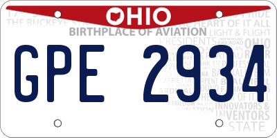 OH license plate GPE2934