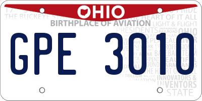 OH license plate GPE3010