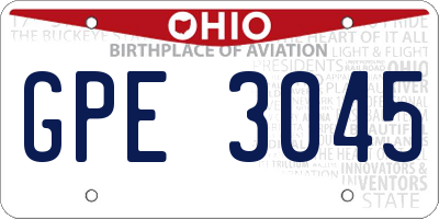 OH license plate GPE3045