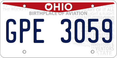 OH license plate GPE3059