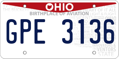 OH license plate GPE3136