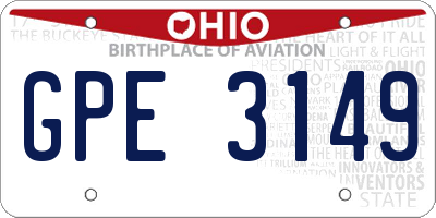 OH license plate GPE3149