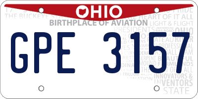 OH license plate GPE3157