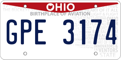OH license plate GPE3174