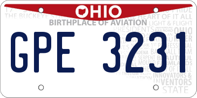 OH license plate GPE3231