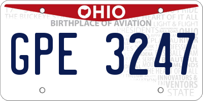 OH license plate GPE3247