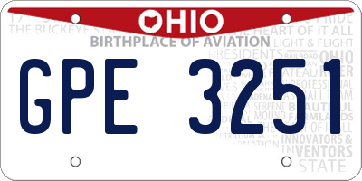 OH license plate GPE3251