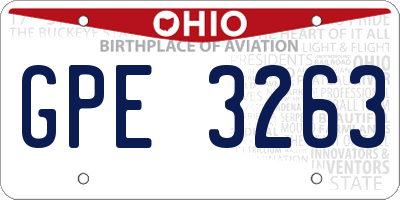 OH license plate GPE3263