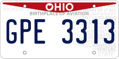 OH license plate GPE3313